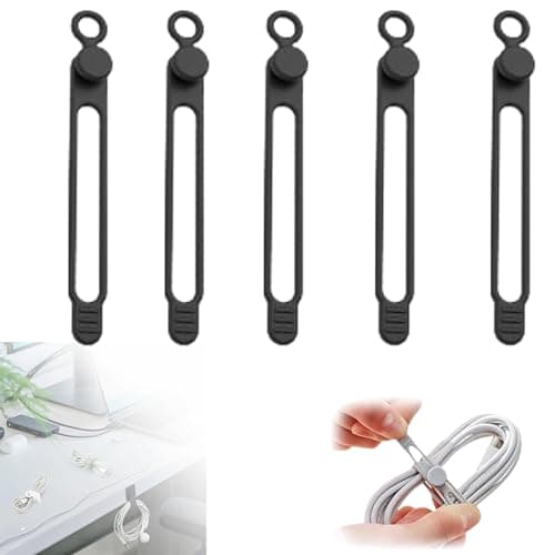 2024 New Silicone Cable Ties, Reusable Data Cable Organizer (Black, 10 Pcs) — Black
