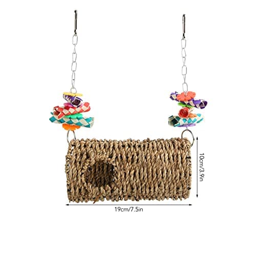 Durability and Fun: Hooked Bird Grass Woven Swing for Parrots and Parakeets