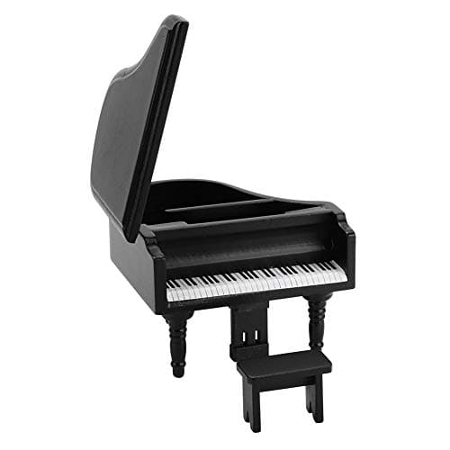 1:12 Black Grand Piano Dollhouse Ornament Stool Accessories