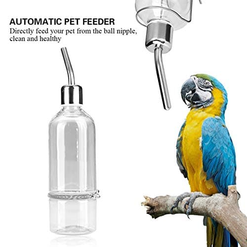 Parrot Automatic Water Feeder Bottle for Cats & Dogs Stainless Steel Nipple