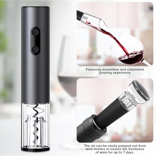 COKUNST 4-in-1 Electric Wine Opener Set – Cordless Corkscrew with Foil Cutter, Pourer, and Vacuum Stoppers – Perfect Gift for Home Parties