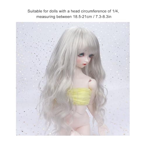 Zerodis Silver Doll Wig, Long Deep Curly Hair for Doll Making Supplies