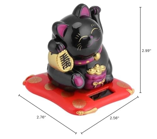 Black Solar Powered Waving Arm Cat Home Decor