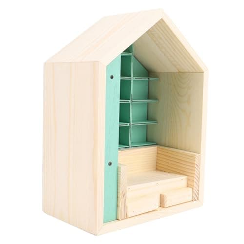12-inch Scale Wooden Doll House Bookshelf with Engravings for Decorative Display