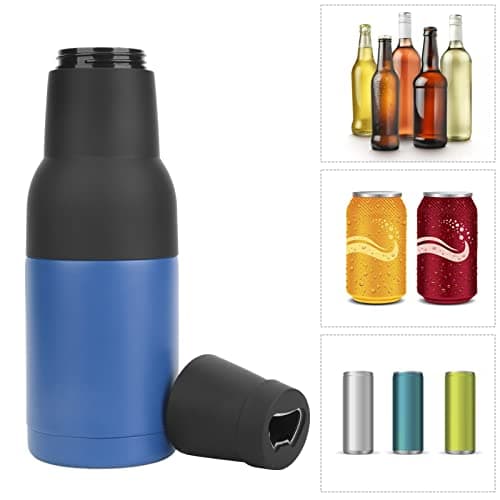 ZeroDis Double Stainless Steel Beer Bottle Cooler with Vacuum Insulation and Lid Opener
