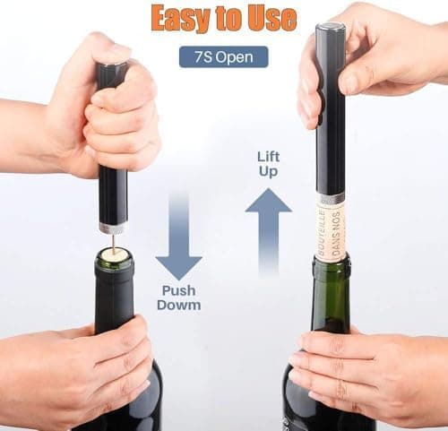 Zerodis Needle Type Wine Bottle Opener, Easy Cork Remover Corkscrew, Travel Portable Pocket Air Pressure Pump Wine Bottle Opener for Home, Restaurant and Party(Gold)