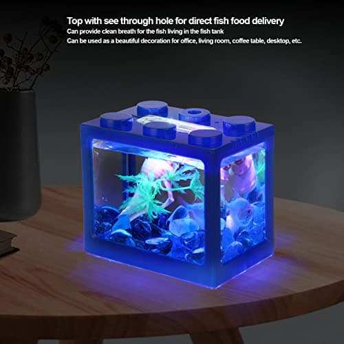 Mini Betta Fish Cube Decoration with LED Lighting for Desk