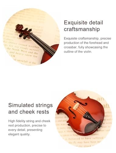 Mini Wooden Violin Model with Bow and Stand - Decor for Home and Office, Perfect Birthday and Christmas Gift
