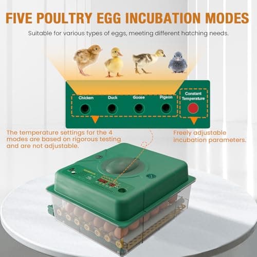 36 Incubator for Hatching Eggs with Auto Turning & Humidity Monitor (Home/Farm)
