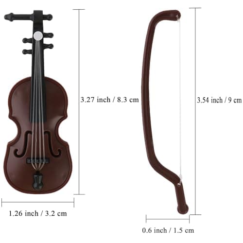 Miniature Violin Toy: Small Plastic Dollhouse Accessory with Bow