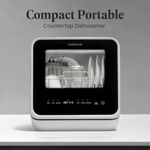 Farberware Portable Countertop Dishwasher - 5-Program, 5-Liter Tank for Home, RV, and More