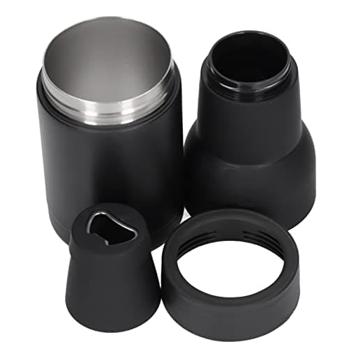 Double Stainless Steel Zerodis Beer Bottle Cooler with Lid Opener and Insulators — Black