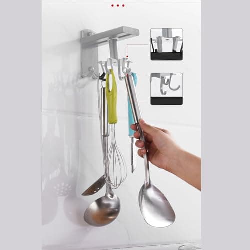 8-Hook Rotating Kitchen Utensil Organizer Wall Mount Rack