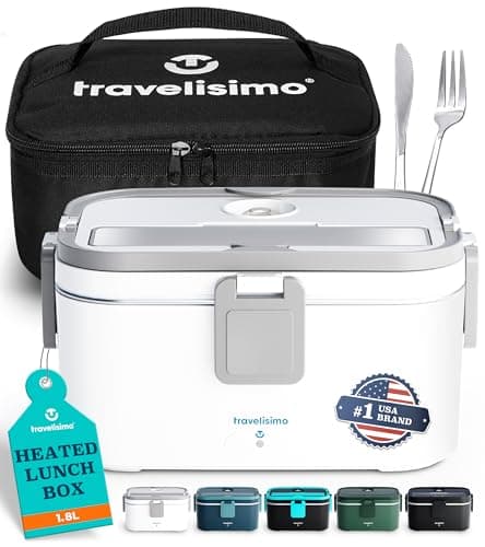 XL Heated Lunch Box 1.8L for Men, 80W Portable Work Warmer — Gray