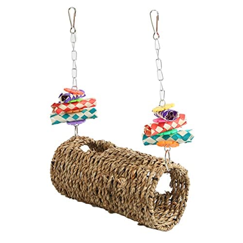 Durability and Fun: Hooked Bird Grass Woven Swing for Parrots and Parakeets