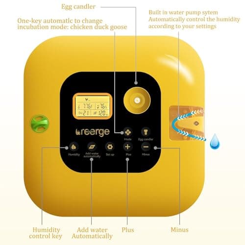 Duck and Quail Incubators with Humidity & Temp Control & 360° View & Auto Turner & Hatch Day Display (Fahrenheit ℉)