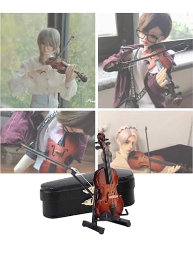 Mini Wooden Violin Model with Bow and Stand - Decor for Home and Office, Perfect Birthday and Christmas Gift