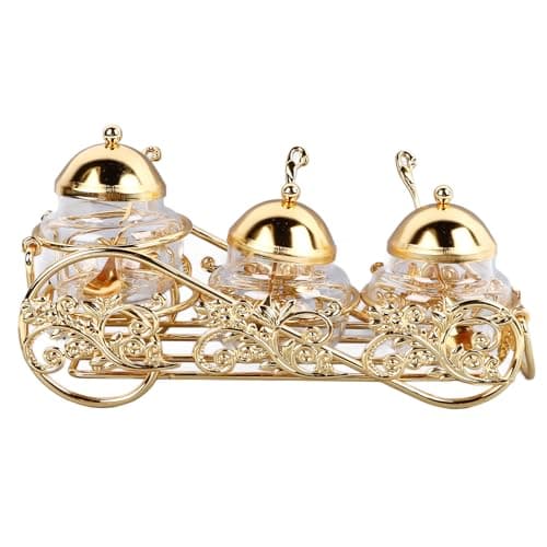European Sugar Jar Set - Crystal Gold Finish (3 Pieces)