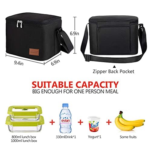 Aosbos Insulated Leakproof Lunch Box, 7.5L Black