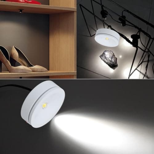Zerodis 2 Sets 5V 1W USB Eye Caring Round LED Spot Lights White White Light Jewelry Cabinet Display