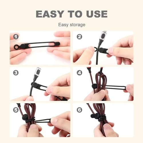 2024 New Silicone Cable Ties, Reusable Data Cable Organizer (Black, 10 Pcs)