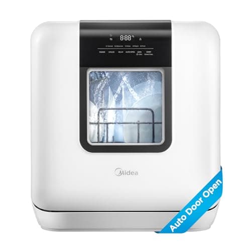 Midea Portable Countertop Dishwasher 6L, 5+2 Programs, White