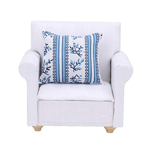 1:12 Scale Miniature White Sofa with Back Cushions for Fairy Gardens Dollhouse Accessories