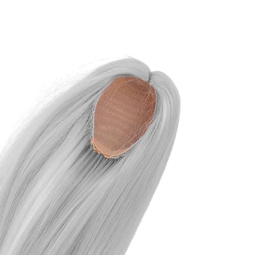 Doll Wig with Silver Grey Long Hair for 7.3-8.3in Head Circumference