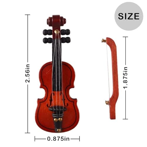 1/12 Scale Miniature Violin & Bow Set for Dollhouse Decoration DIY