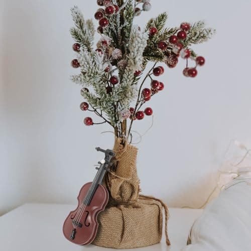 BESPORTBLE 1/12 Scale Mini Violin and Bow Set for Dollhouse Decoration