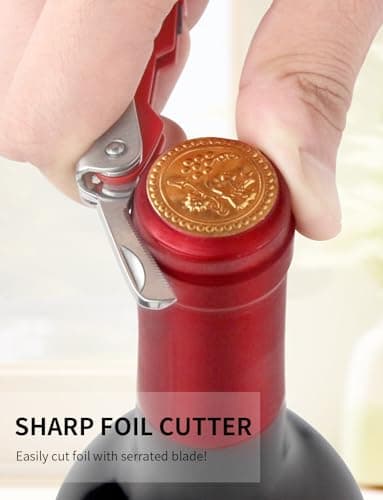 CORKAS Professional Waiter Corkscrew, Heavy Duty Foil Cutter, Red