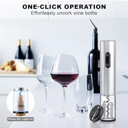 COKUNST Electric Wine Opener, Battery-Powered with Foil Cutter & LED Light