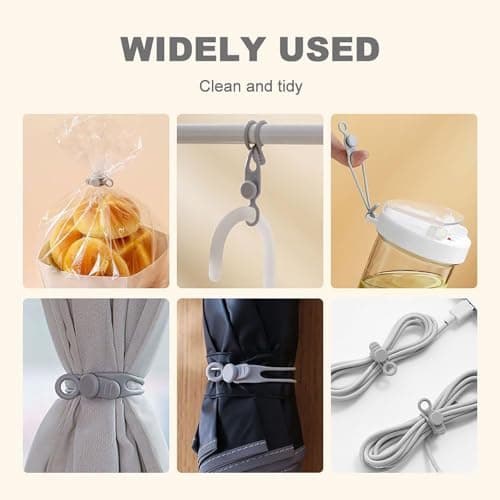 2024 New Silicone Cable Ties, Reusable Data Cable Organizer (Black, 10 Pcs)