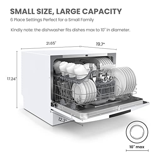 COMFEE Portable Mini Dishwasher, Energy Star, 6 Place Settings, White