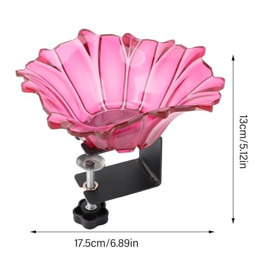 Rose Red Carbon Steel Plastic Bird Feeder Bowl with Adjustable Clamp