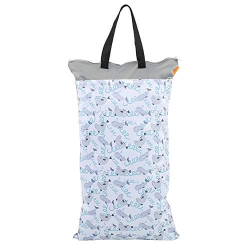 Zerodis Wet Dry Cloth Diaper Bags with Double zippers & Pockets, Hanging Wet Pail Ideal for Beach & Gym