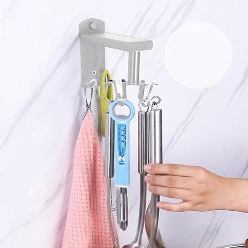 8-Hook Rotating Kitchen Utensil Organizer Wall Mount Rack