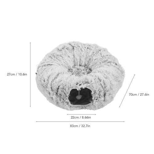 Space-Saving Fluffy Cat Tube Bed with Washable Cushion for Indoor Pets