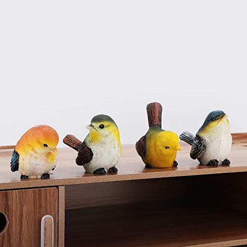 Zerodis Resin Bird Figurines, Pack of 4, Mini Garden Yard Art