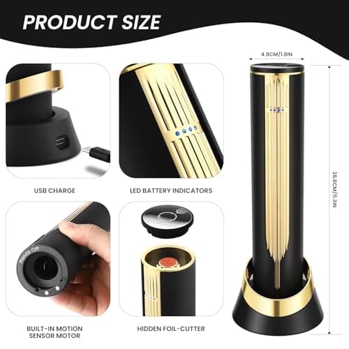 Luxury Electric Wine Opener with Charging Base & Foil Cutter - Elegant Corkscrew Gift
