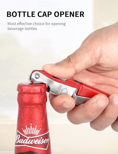CORKAS Professional Waiter Corkscrew, Heavy Duty Foil Cutter, Red