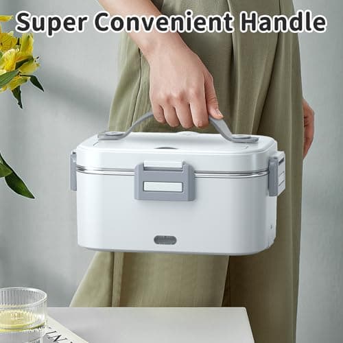 100W 3-IN-1 Electric Heated Lunch Box for Adults, Fast Heating, Portable, 2 Pack Containers