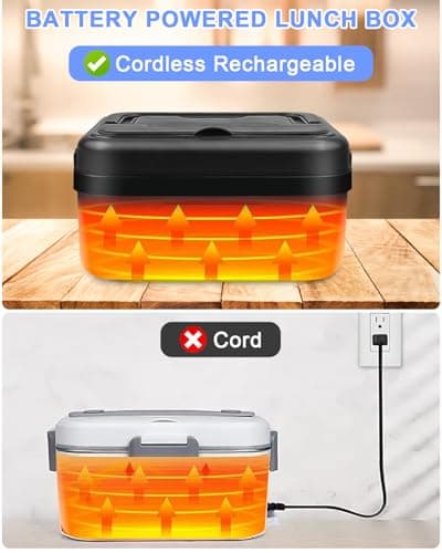 Portable Battery-Powered Heated Lunch Box for Adults, 4.2 Cups Leak-Proof Container