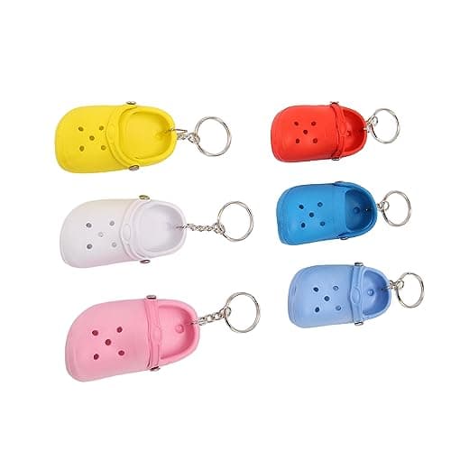 Zerodis Assorted Colors Soft Silicone Slipper Keychain Set, 6Pcs Portable Shoes Keychain