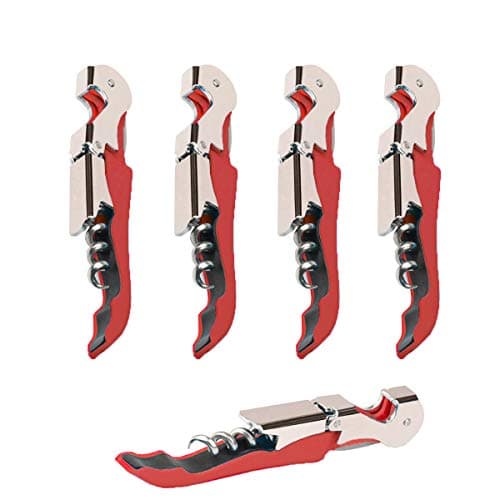 Kit-Home Professional Waiter Corkscrew Wine Openers Set (4 PCS),Upgraded with Heavy Duty Stainless Steel Hinges Wine Key for Restaurant Waiters, Sommelier, Bartenders — Red 4 Packs