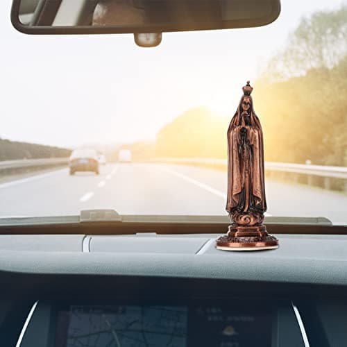 Zerodis Mini Virgin Mary Statue, Red Copper Room and Car Decor (RF TL003)