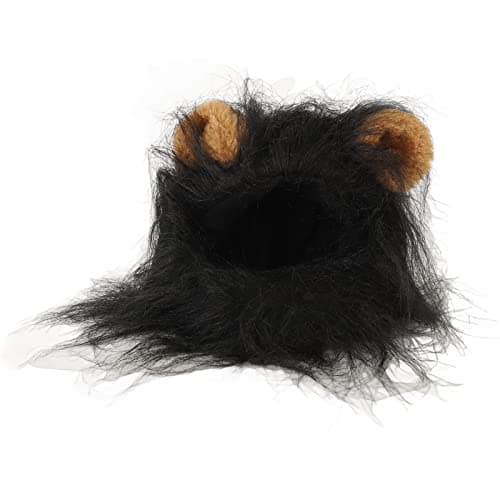 Black Hooded Fluffy Ears Pet Toy for Cosplay Cat Mane Wig
