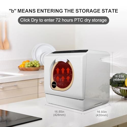 Compact Portable Countertop Dishwasher with Water Tank and 6 Wash Programs for Baby Bottles