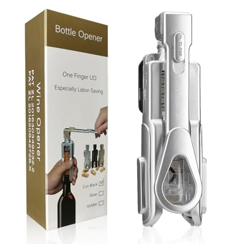 Black Easy-to-Use Wine Opener with Foil Cutter, 6 Inches Light and Compact — Silver