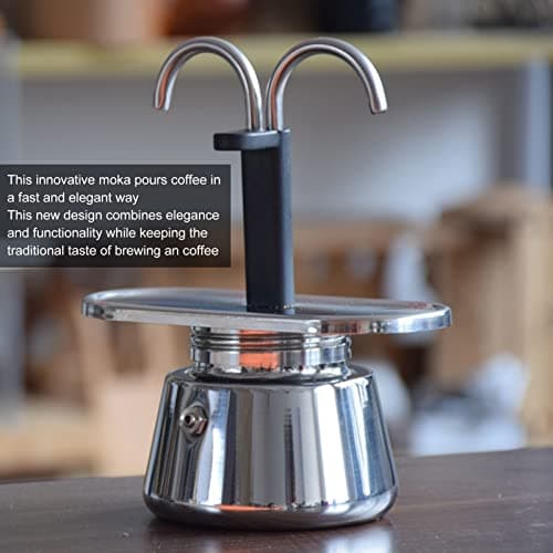 Zerodis Mini 2 Cups Italian Stovetop Espresso Pot Silver